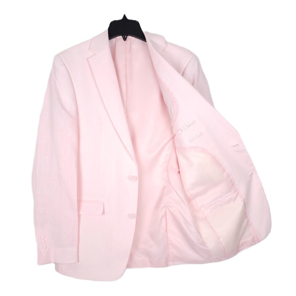 Bar III Mens Slim Fit Linen Sport Coat Blazer 40R Light Pink Solid NWT - Picture 2 of 7